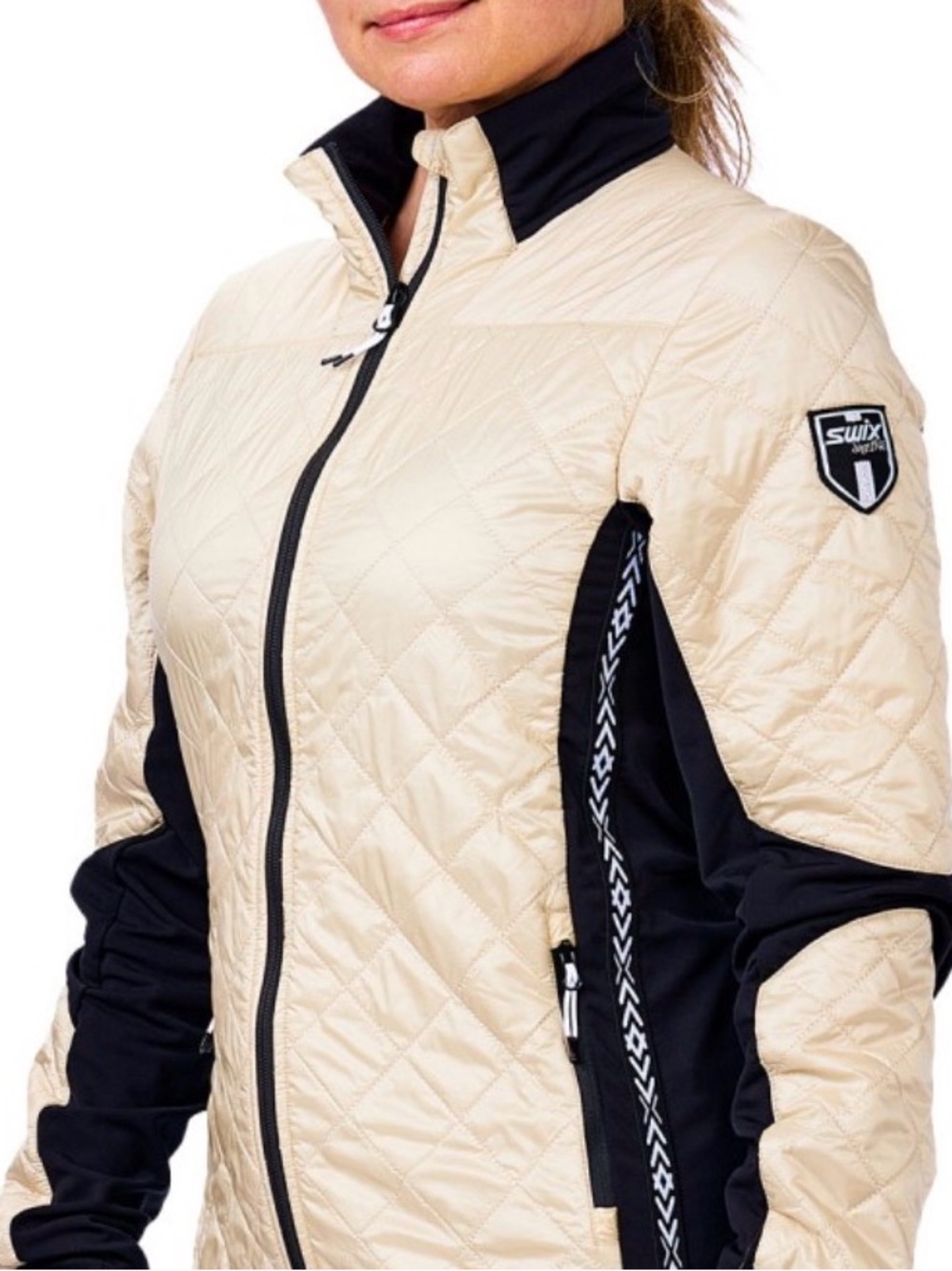 SWIX Women’s Quilted Insulated Ski Jacket Cream Black Size S